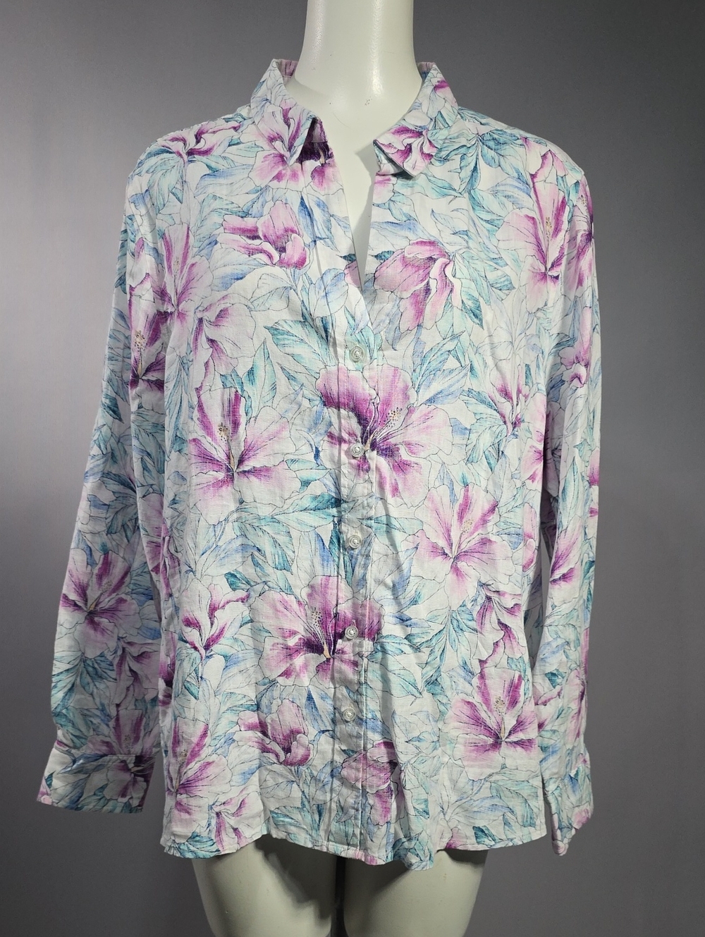 Tommy Bahama Lavender and Light Blue Floral Button-Down Shirt R7